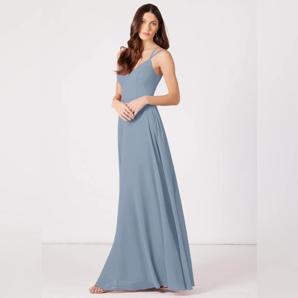 Azazie Janine Dusty Blue - Picture 3 of 5